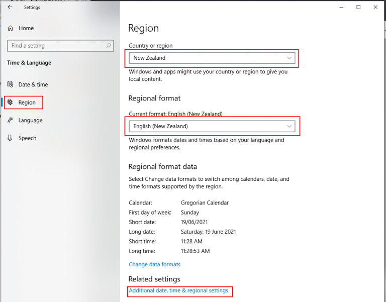 Windows regional settings screen shot